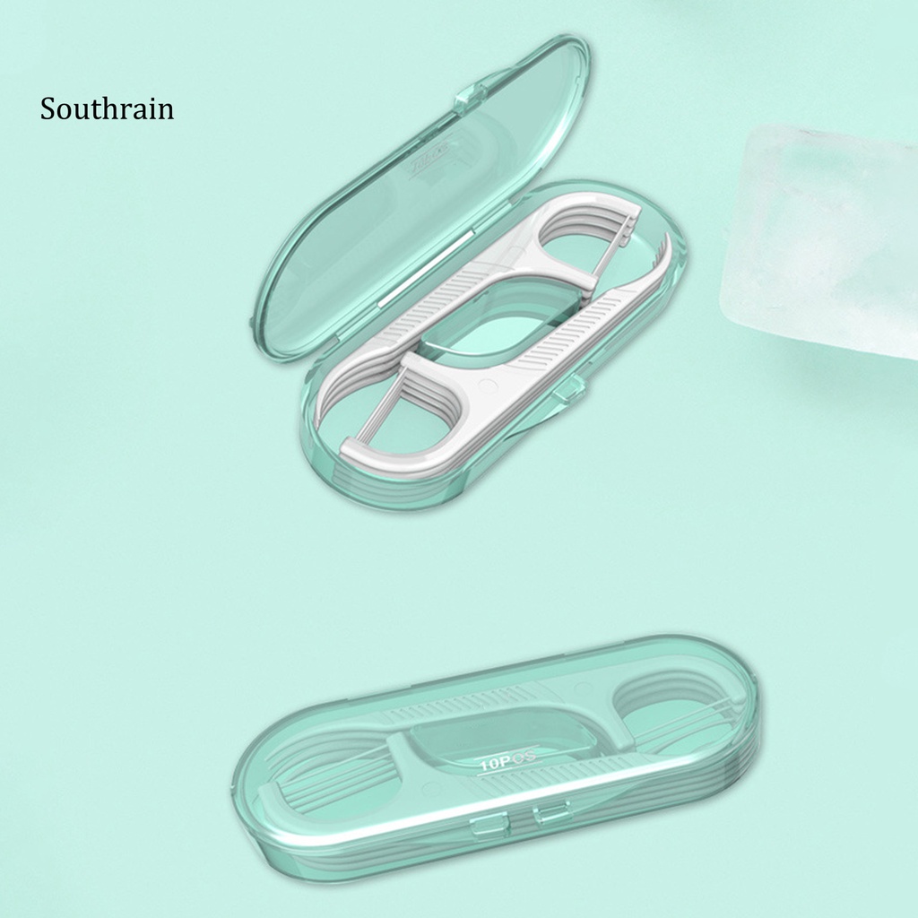 Hộp 10 Cuộn Chỉ Nha Khoa Làm Sạch Sâu Chống Trượt Dùng Một Lần Kèm Hộp Đựng