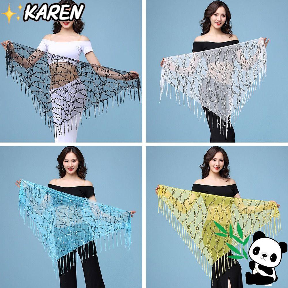 Chân Váy Múa Bụng Phối Tua Rua Đính Kim Sa Lấp Lánh Cho Nữ