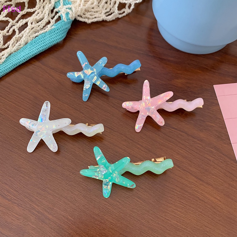 {Ffsd} Kẹp Tóc Mái Lượn Sóng Hình Sao Biển Màu Vàng Cá Tính Dễ Phối Đồ