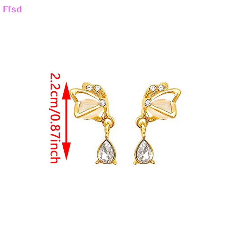 {Ffsd} Khuyên Tai Đính Đá Zircon Hình Giọt Nước Và Bướm Thiết Kế Sáng Tạo Lãng Mạn Thời Trang Làm Quà Tặng Ngày Của Nữ