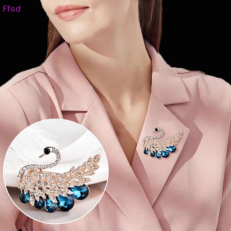 Ghim Cài Áo Hình Thiên Nga Đính Đá Pha Lê Thời Trang Cho Nữ