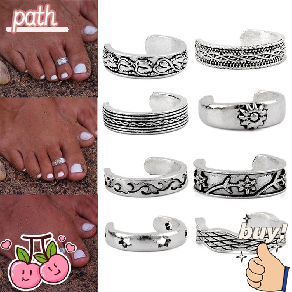 Bộ 8 Nhẫn Đeo Ngón Chân Phong Cách Bohemian Cổ Điển Kiểu Mới