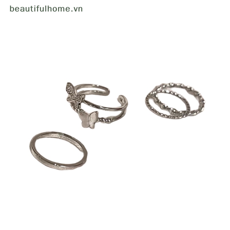 Nhẫn Đeo Ngón Trỏ Bằng Kim Loại Hình Bướm Có Thể Điều Chỉnh Thời Trang Cho Thanh Thiếu Niên [beauty]