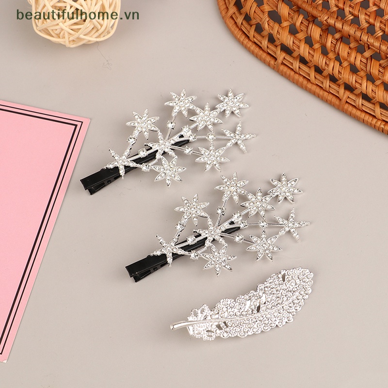 Kẹp Tóc Đính Pha Lê Màu Vàng / Bạc Thời Trang Cho Nữ