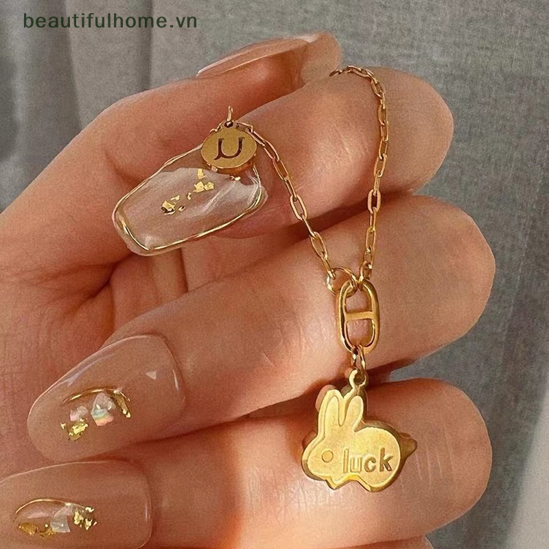 [beautifulhome] Vòng Cổ Choker Mặt Thỏ May Mắn Hoạt Hình Màu Vàng Kim Thời Trang Dành Cho Nữ [beauty]