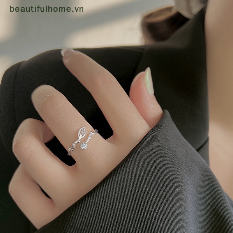 [beautifulhome] Nhẫn Dạng Hở Hình Lá Mây Lượn Sóng Màu Bạc Thiết Kế Độc Đáo Trang Sức Đám Cưới Cho Nữ [beauty