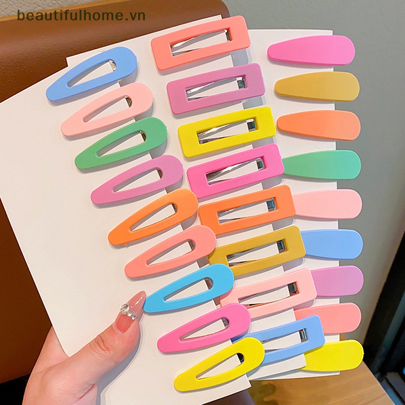 Set 10 Kẹp Tóc Hình Chữ Nhật / Vuông / Oval Màu Đen Cho Bé Gái