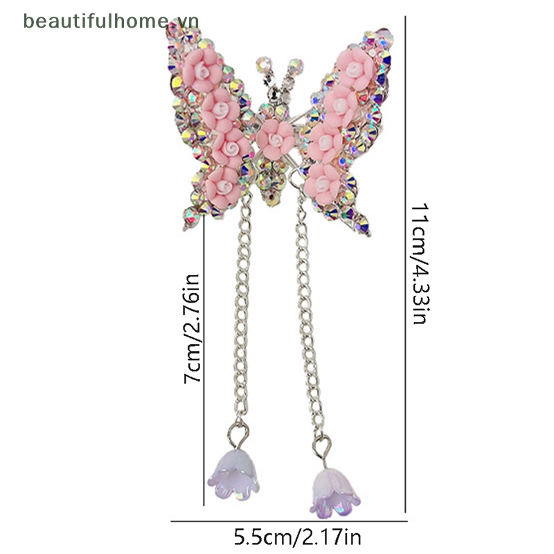 Kẹp Tóc Hình Cánh Bướm Phối Tua Rua Dễ Thương Cho Bé Gái