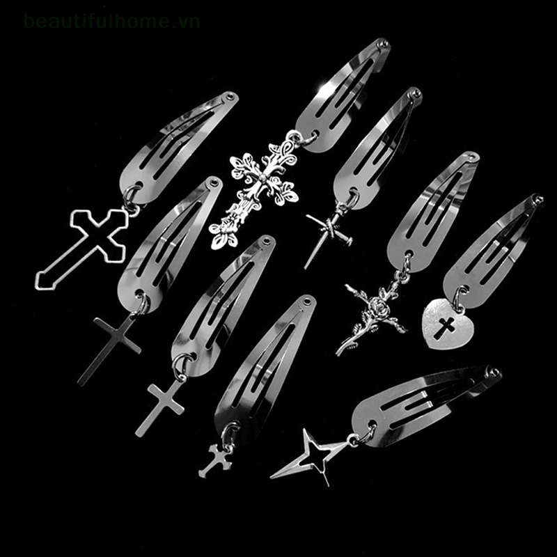 Kẹp Tóc Hình Ngôi Sao / Bông Hoa Bằng Kim Loại Phong Cách Punk Rock Thời Trang Cho Nữ