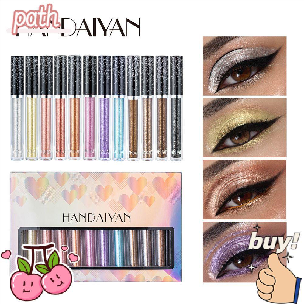 Set 12 Phấn Mắt Dạng Lỏng Màu Nhũ Ánh Kim Sáng Bóng Trang Điểm Dự Tiệc