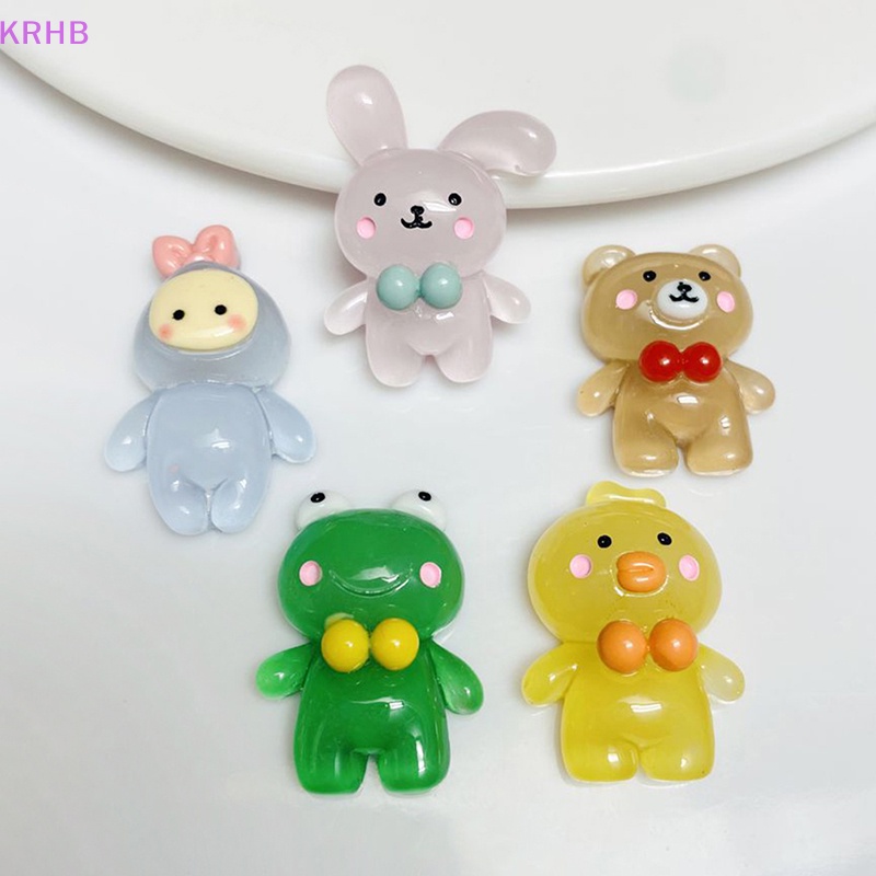 Set 5 Tượng Động Vật Mini Bằng Resin Màu Dạ Quang Dễ Thương Dùng Để Trang Trí Mới
