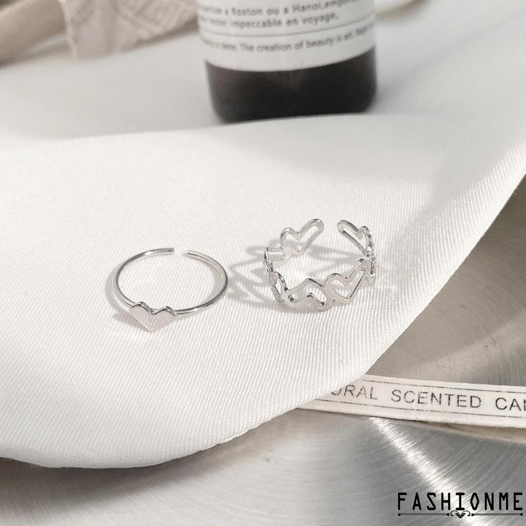 Nhẫn Cưới Màu Trơn Hở Hình Trái Tim Có Thể Điều Chỉnh Kích Thước