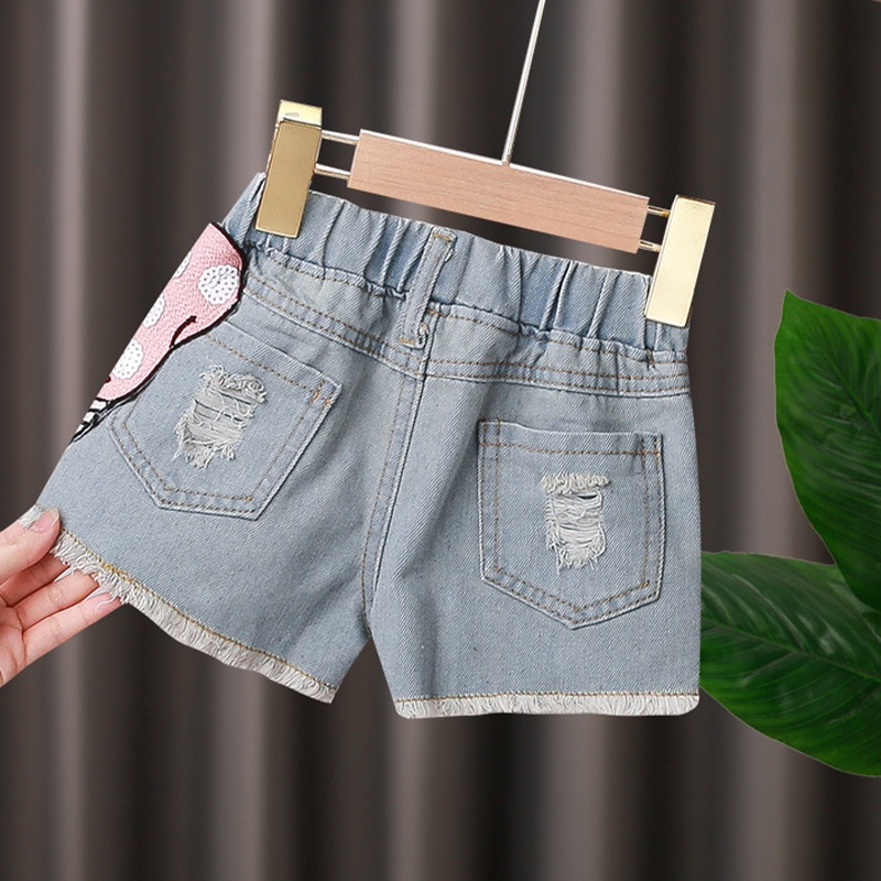 CATIMINI Quần Short denim Dáng Rộng In Hoạt Hình Kiểu Hàn Quốc Dễ Thương Cho Bé Gái