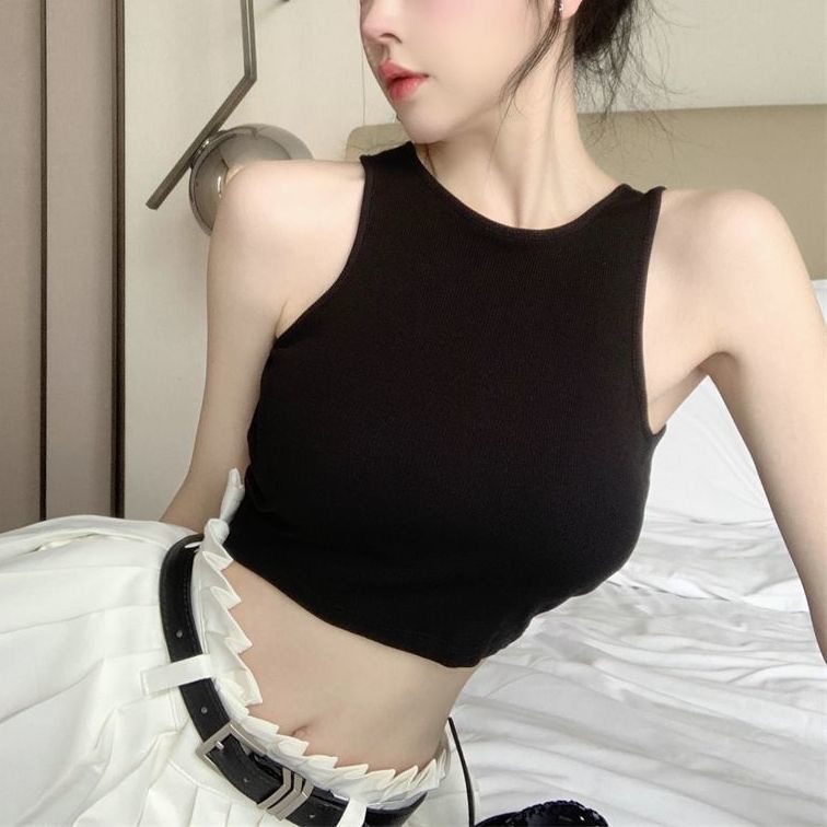 Milyfashion Áo Ngắn Hai Dây Dáng Ôm Ngắn Hở Lưng Có Đệm Ngực Phong Cách Mới Mùa Hè Cho Nữ