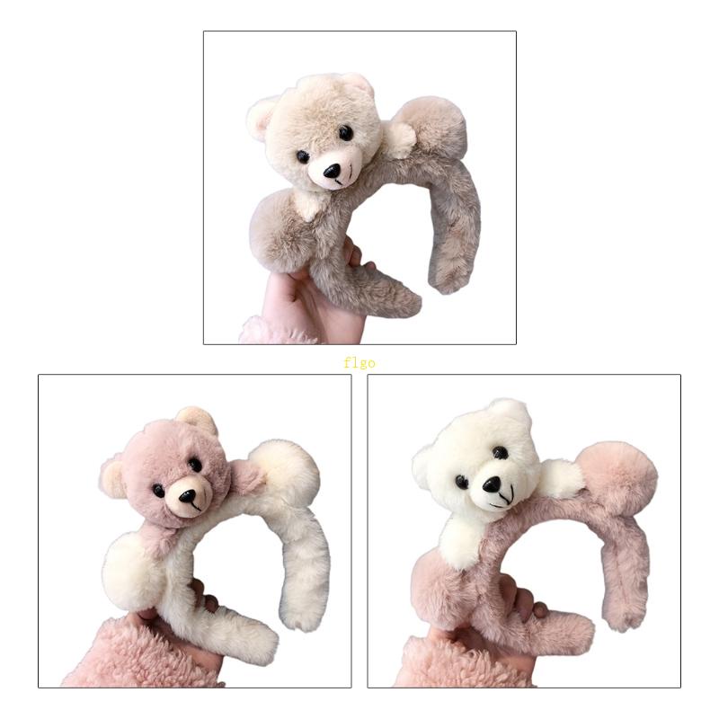 Flgo Băng Đô Tai Gấu Bông Hoạt Hình Dễ Thương Dùng Rửa Mặt Trang Điểm