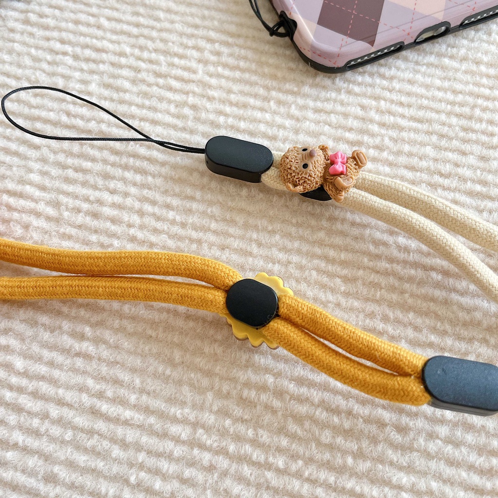 Ốp Điện Thoại Di Động Dạng Nhẫn Ngắn Mặt Hoạt Hình Dễ Thương Đơn Giản Có Dây Đeo Tay Trang Trí Cho