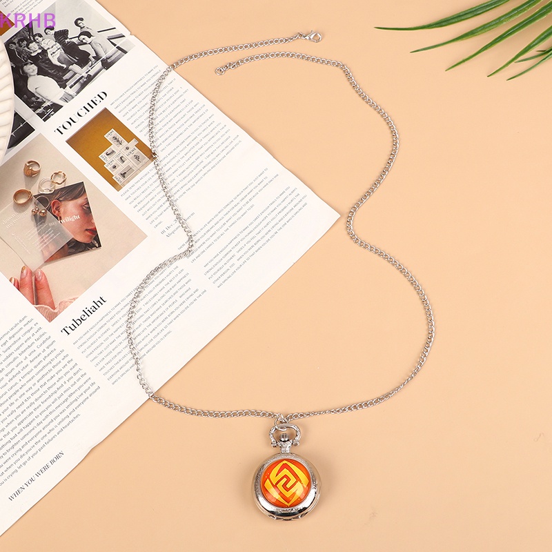 Krhb Genshin Va Chạm Mặt Vòng cổ Đồng Hồ Bỏ Túi Nắp Lật Cá Tính