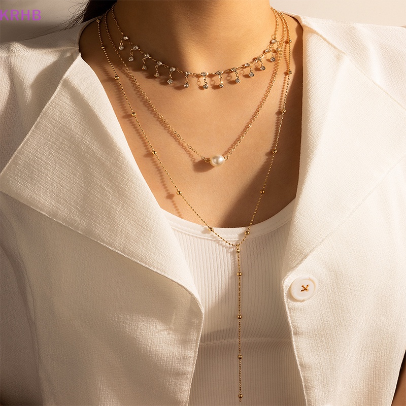 Vòng cổ Nhiều Lớp Đính Đá Zircon Phong Cách Boho Thời Trang Dành Cho Nữ Mới