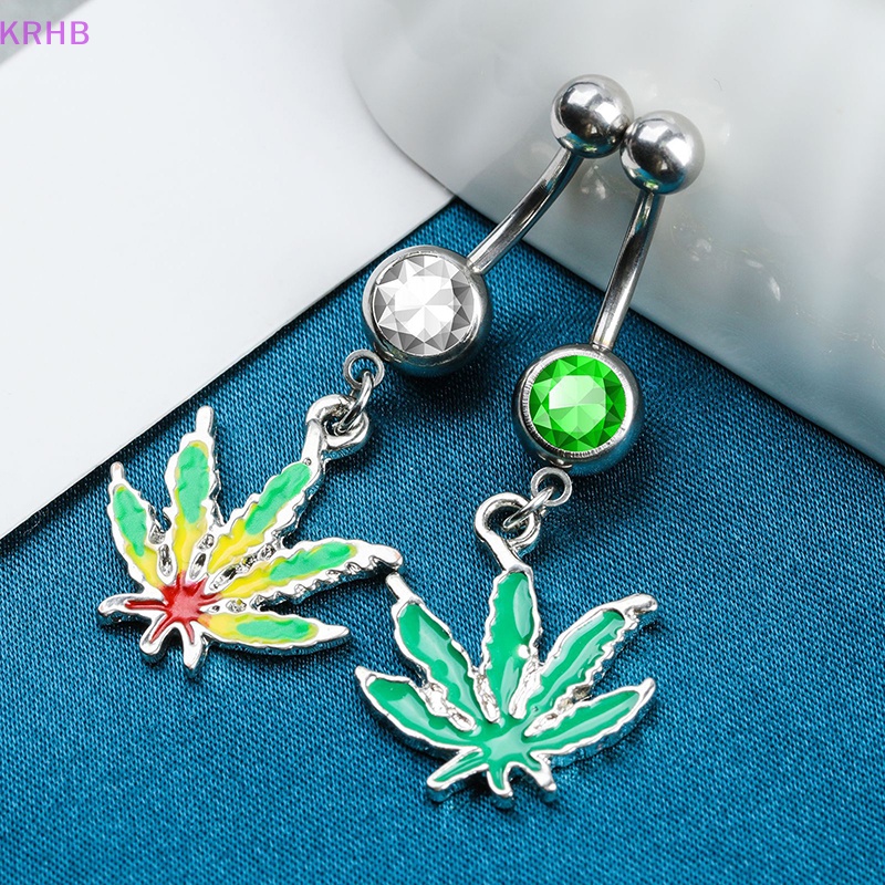 Khuyên Rốn Hình Lá Phong Đính Đá Zircon Mới