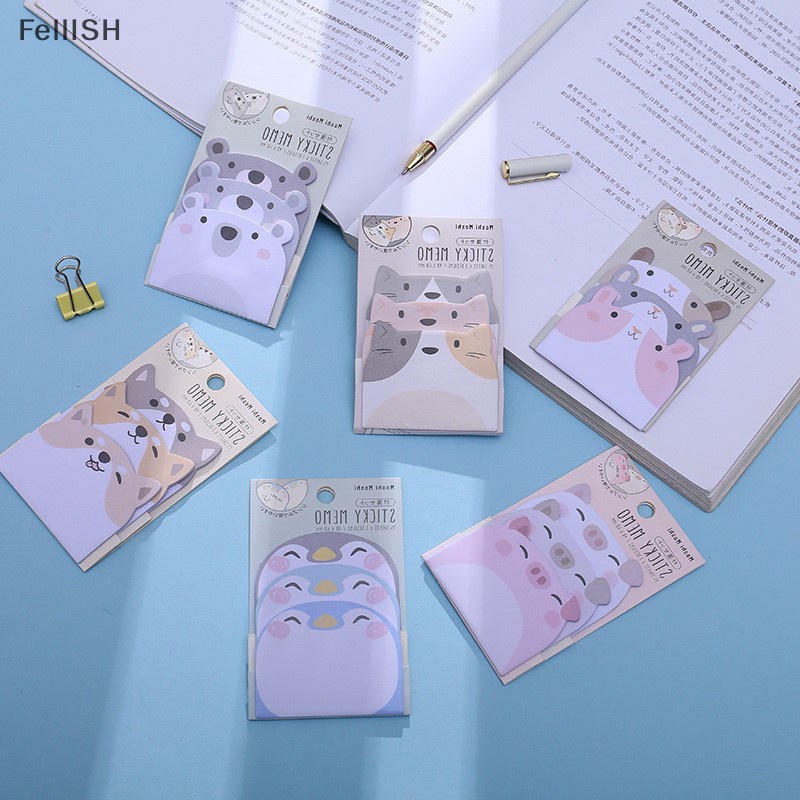 [Felli] 1 Bộ Giấy Ghi Chú 3 Lớp Họa Tiết Động Vật Hoạt Hình Kawaii Trang Trí Văn Phòng Phẩm 439br