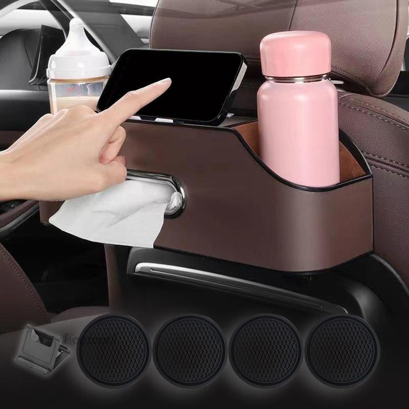 [Fenteer1] Túi Da PU Đựng Cốc / Khăn Giấy Gắn Ghế Ngồi Xe Hơi Chống Rách