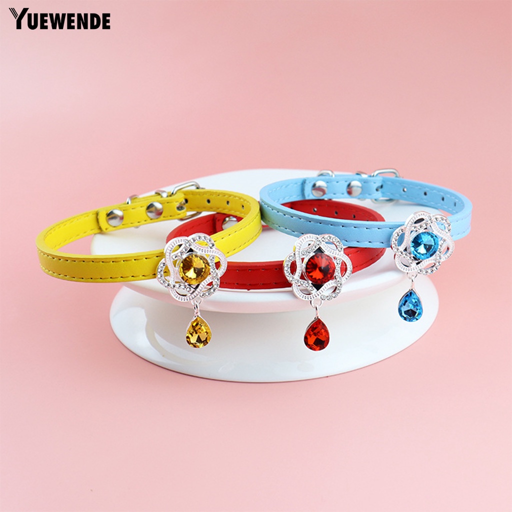 Vòng Cổ Da Nhân Tạo Đính Hoa Chống Mài Mòn Cho Thú Cưng