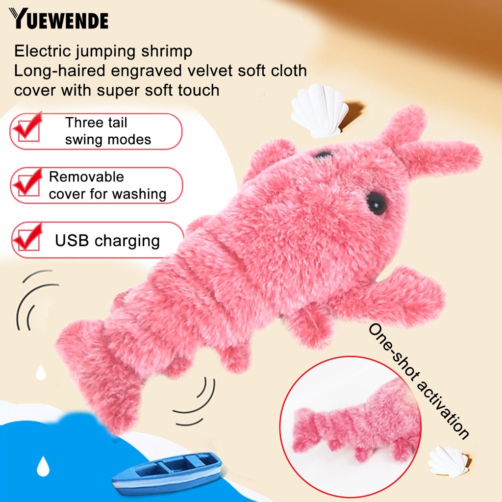 Đồ Chơi Hình Tôm Điện Tử Mềm Mại Chống Cắn Chống Trầy Thoải Mái Huấn Luyện Cho Mèo Cưng