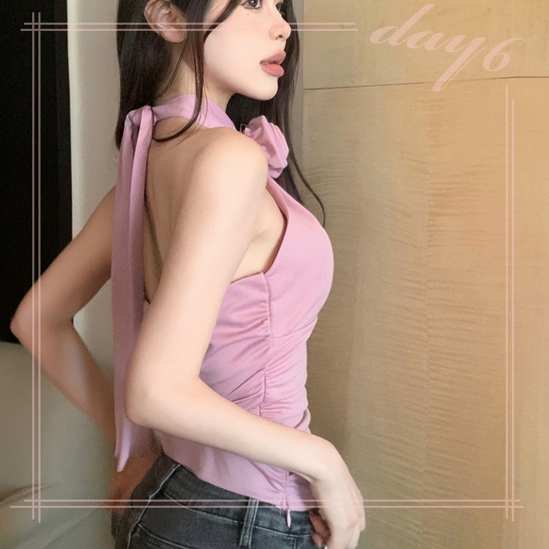 Áo Croptop Sát Nách Hoạ Tiết Hoa Thiết Kế Dây Đan Chéo Quyến Rũ