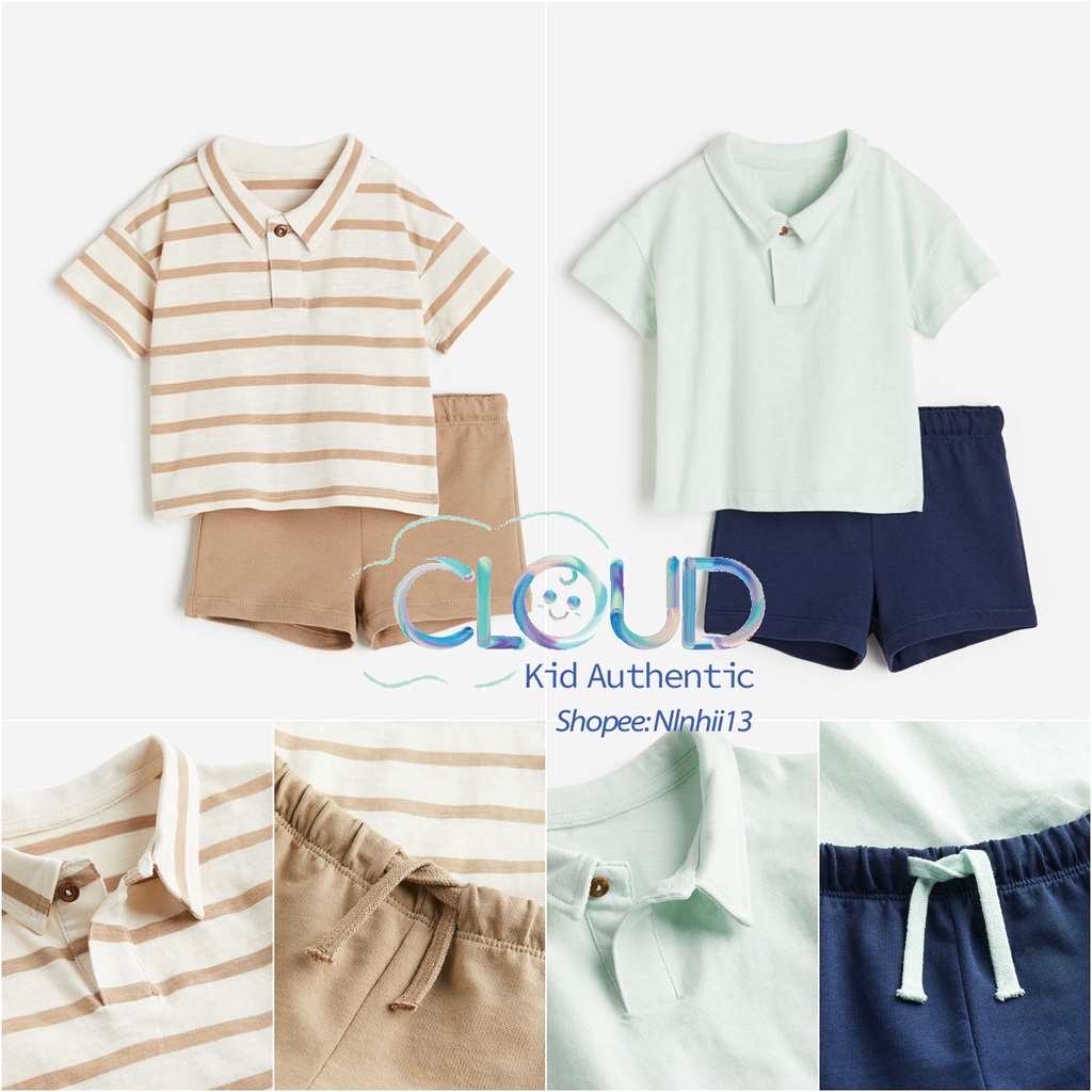 Bộ cotton polo HM UK size từ 4-6m đến 3-4y