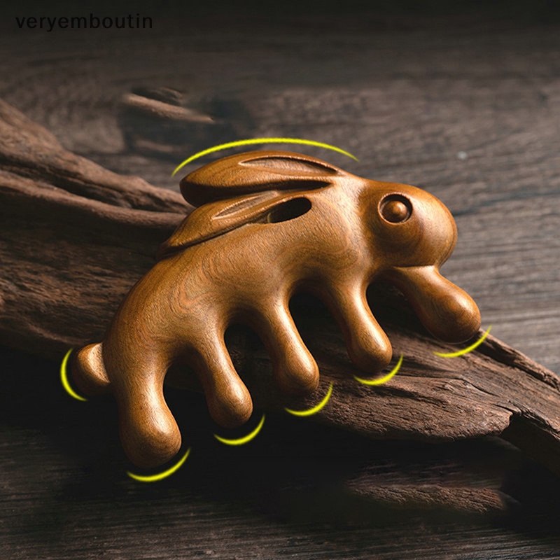 Lược Chải Tóc Mát Xa Da Đầu Bằng Đá Meridian Hình Thỏ Xanh Lá