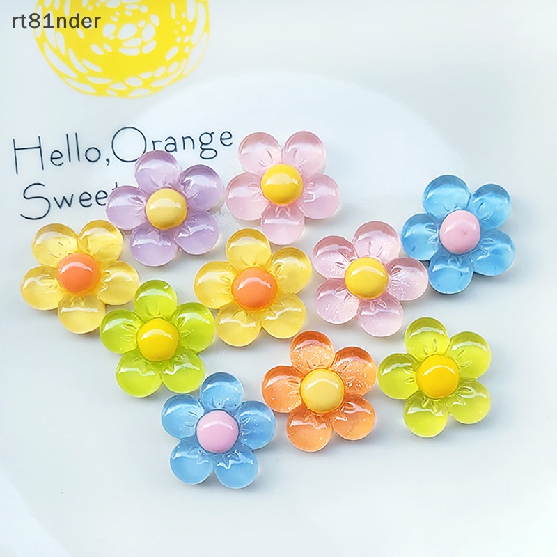 Rt Bộ 20 Bông Hoa Nhựa Resin Trang Trí Sổ Tay Thủ Công