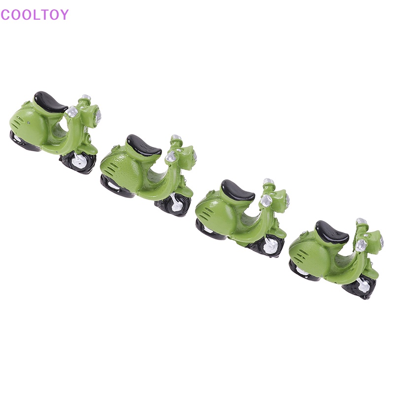 Cooltoy Set 4 Đồ trang trí Xe Máy Ba Bánh Màu Xanh Lá Cây Trang Trí Nhà Búp Bê Thu Nhỏ