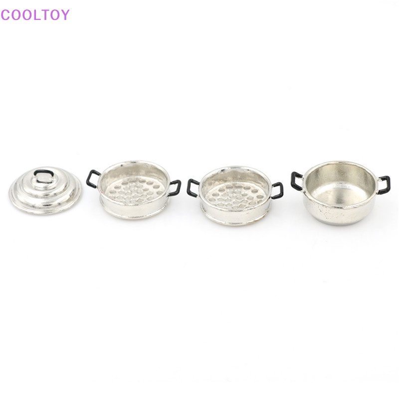 Cooltoy Mô Hình Nồi Hấp 3 Tầng Bằng Kim Loại Trang Trí Nhà Búp Bê 1: 12