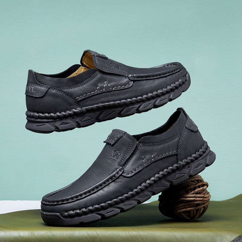 Giày Lười Da Thật Thoáng Khí Chống Trượt Thời Trang Cho Nam