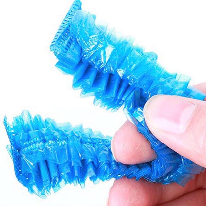 Set 100 Mũ Tắm Trùm Đầu Màu Trơn Trong Suốt Chống Nước Dùng Một Lần