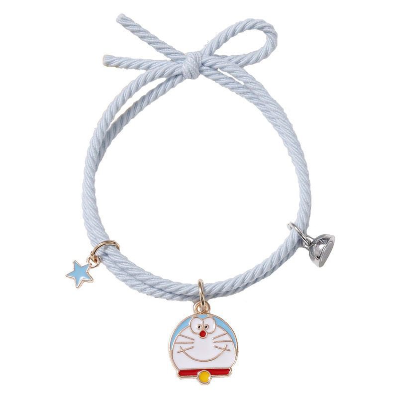 Vòng Tay Dây Cao Su Khóa Nam Châm Mặt Hình Doraemon Phong Cách Hàn Quốc Cho Cặp Đôi