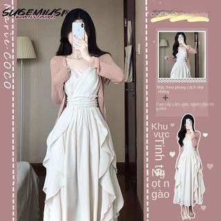 Sugemiusi Milk fufu Đầm Mori Hai Dây Phong Cách Mori Đường Phố Xinh Xắn Cho Nữ