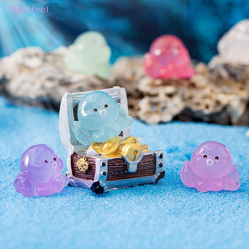 Set 1 / 5 Tượng Bạch Tuộc Dạ Quang Mini Bằng Nhựa Resin Trang Trí Bảng Điều Khiển Xe Hơi / Nhà Cửa DIY