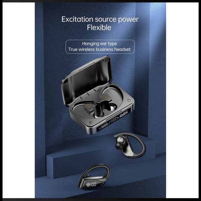 1 Cặp Tai Nghe Bluetooth Không Dây Q8 Tws Có Móc Tai Hiển Thị Màn Hình Kỹ Thuật Số Giảm Tiếng Ồn