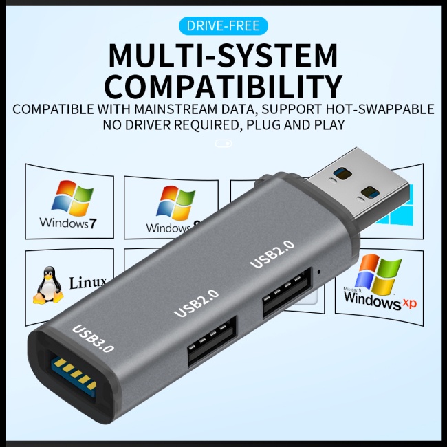 Bộ Chia 3 Cổng Usb 2.0 Usb 3.0 Tốc Độ Cao Bằng Hợp Kim Nhôm