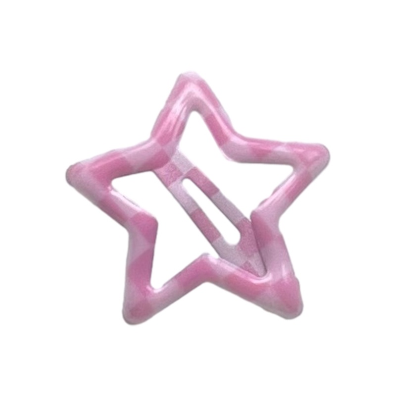 Kẹp Tóc Hình Ngôi Sao Họa Tiết Kẻ Sọc Phong Cách Harajuku Cho Thanh Thiếu Niên