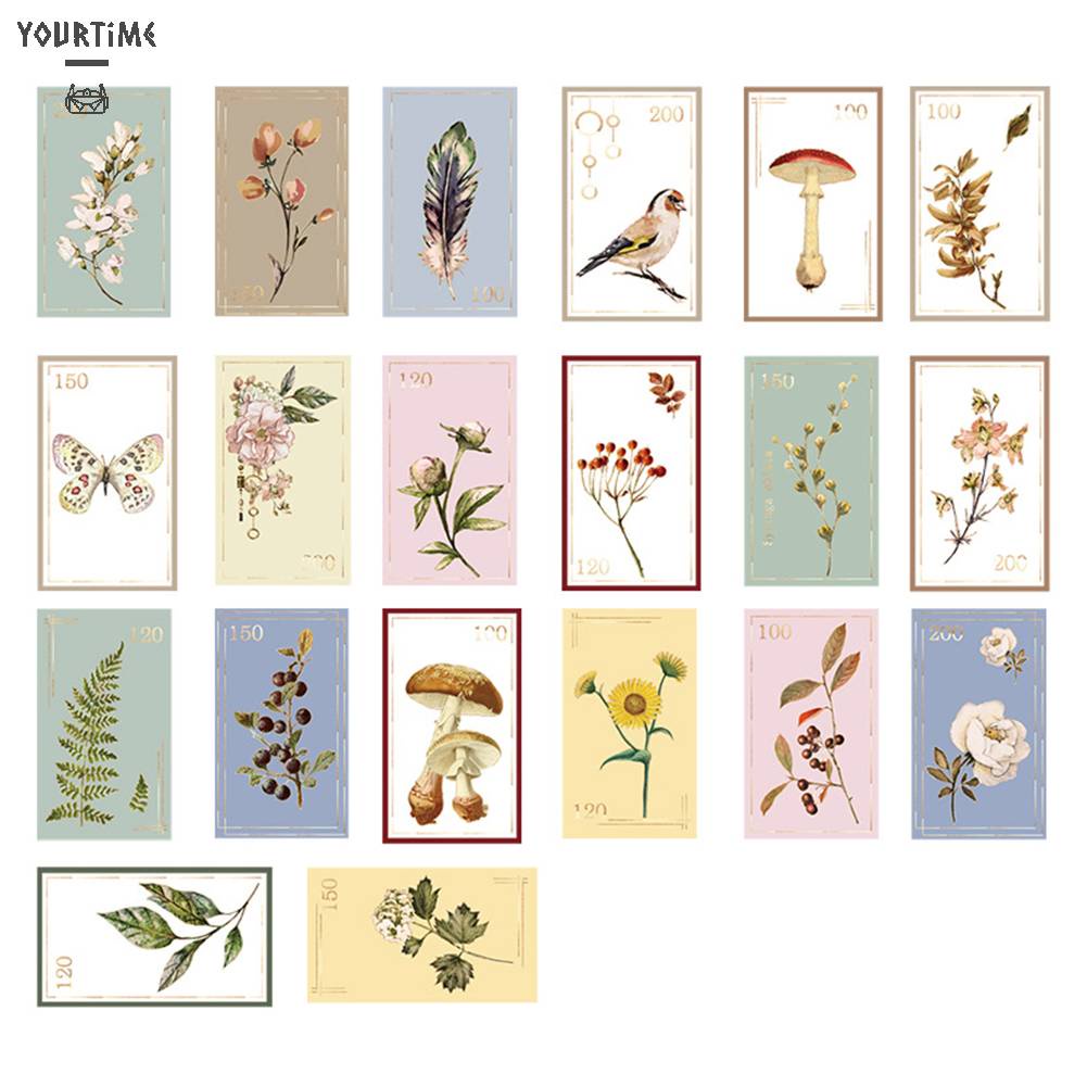 Bộ 40 Miếng Dán Tem Màu Đồng Kiểu Vintage Sáng Tạo