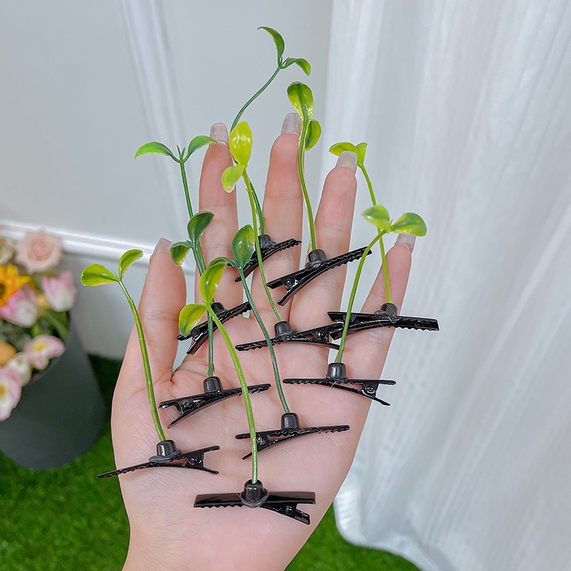 Kẹp Tóc Dễ Thương Hình Dạng Cỏ Phụ Kiện Thời Trang Cho Nữ