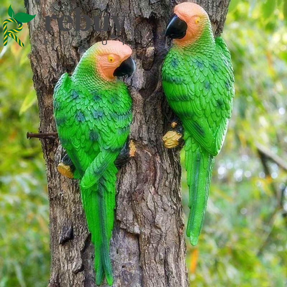 Mô hình chim vẹt bằng resin treo tường trang trí nhà ở/ sân vườn