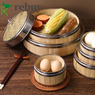 Xửng hấp thức ăn bằng tre có tay cầm bằng thép không gỉ
