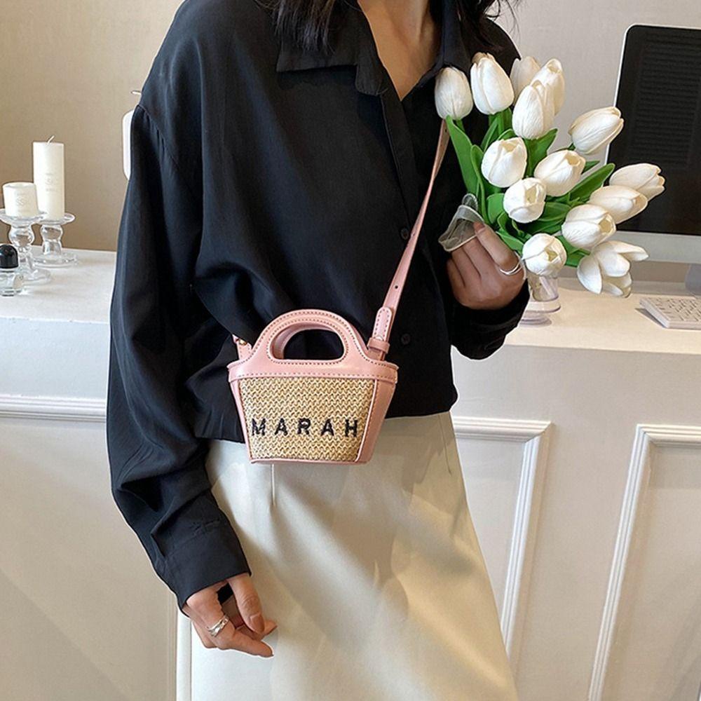 Túi Xách Da Pu Mini Thêu Chữ Đơn Giản Phong Cách Bohemian
