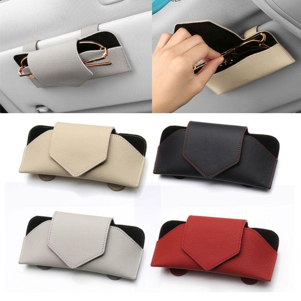 Hộp Đựng Mắt Kính Bằng Da Mềm Có Kẹp Đa Năng Trang Trí Nội Thất Xe Hơi