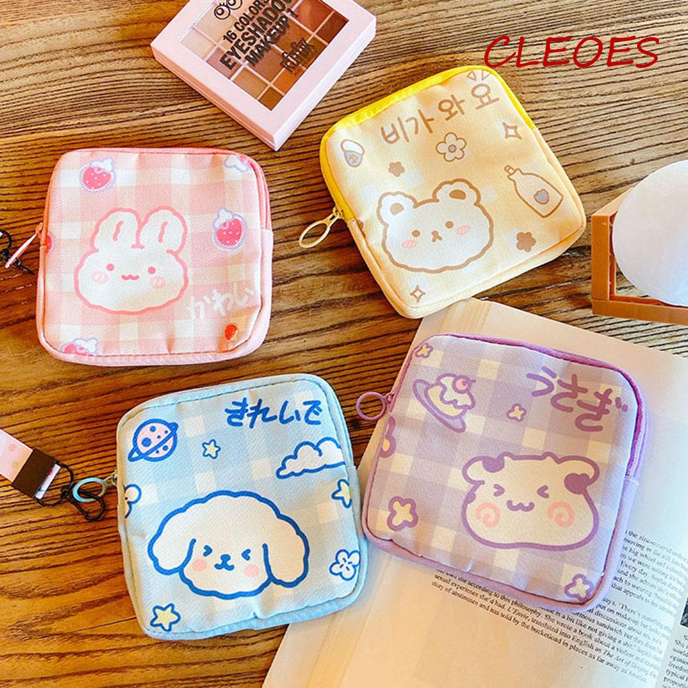 Cleoes Túi Canvas Đựng Khăn Giấy Họa Tiết Gấu Dễ Thương