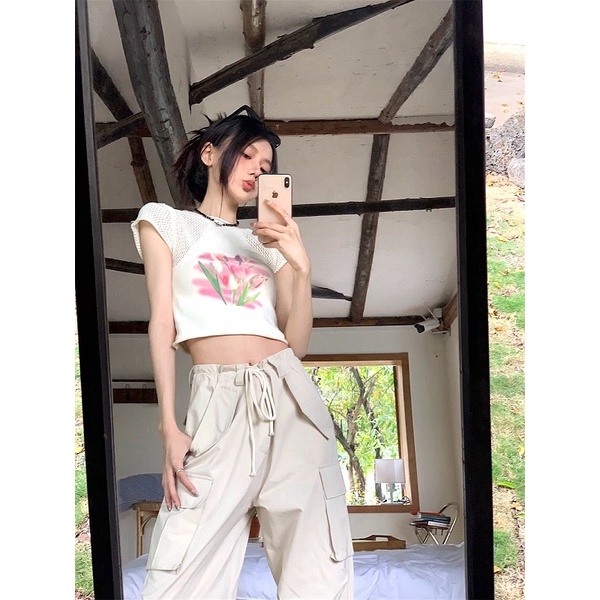 NZN Áo Thun Lửng Ngắn Tay Khoét Lỗ Gợi Cảm Thời Trang Nữ