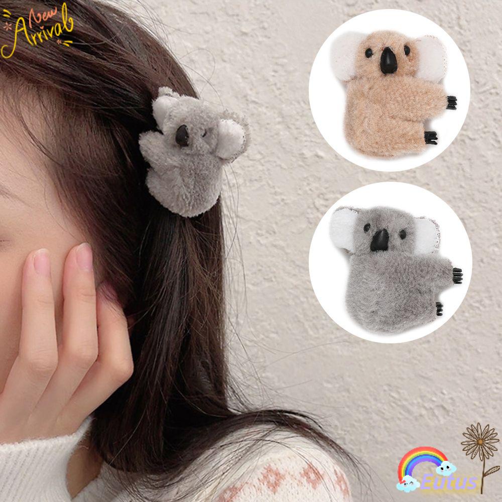Kẹp Tóc Hình Gấu Koala Bằng Lông Nhung Dễ Thương Xinh Xắn Dành Cho Nữ
